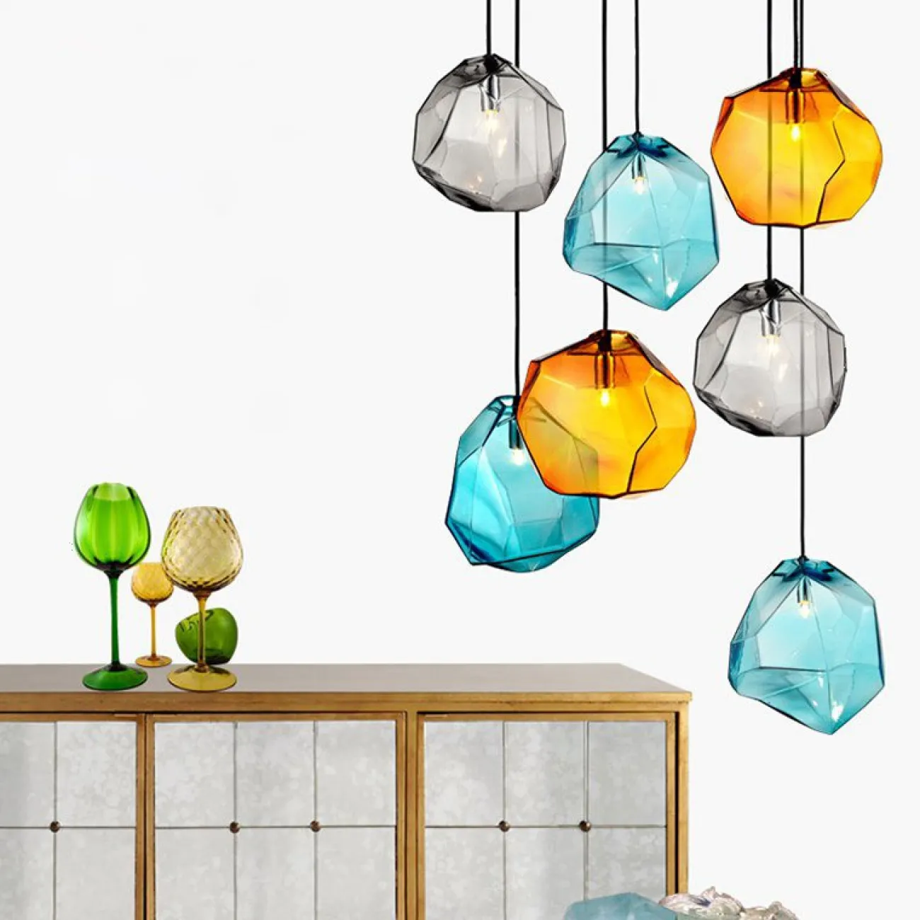 Подвесной светильник Color Ice Cube Pendant JEVIO 3 На диске от ImperiumLoft
