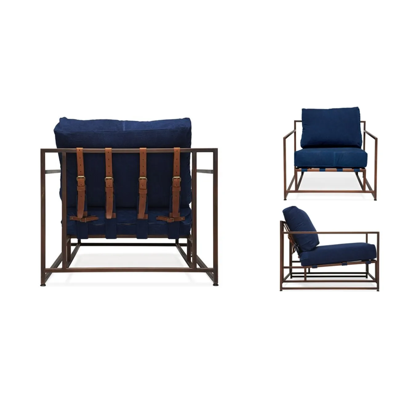 Кресло Kenn X Miller armchair Indigo and copper denim designed by Stephen Kenn and Simon Miller от LaLume