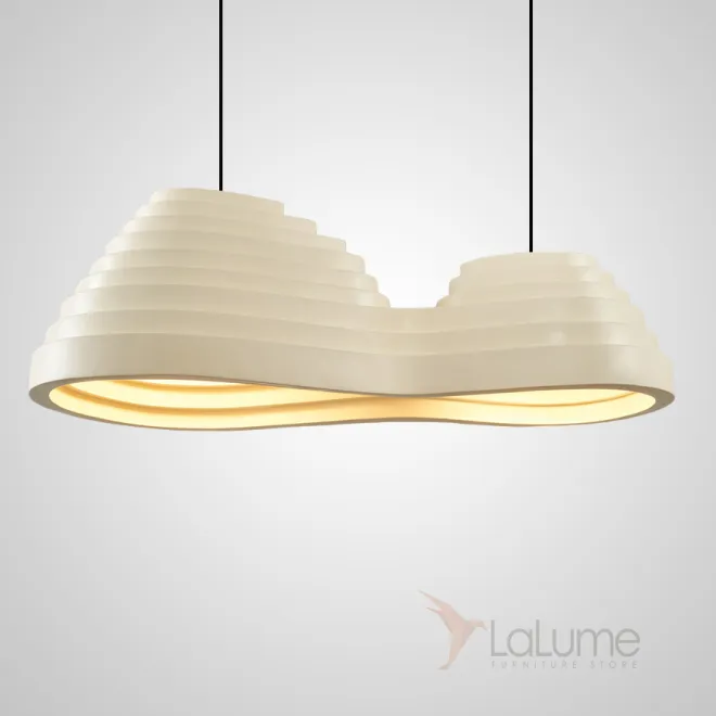 Готовая комбинация подвесных светильников в виде композиции двух слитых абажуров округлой формы с пирамидальным рельефом BAROLINE DUO L180