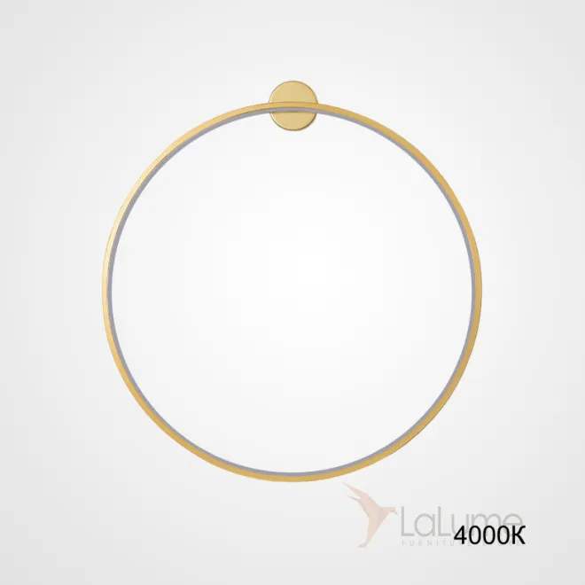 Серия настенных светильников в виде черных металлический колец разного диаметра с LED-подсветкой по контуру корпуса с круглым креплением GUARD B D60 Brass 4000К