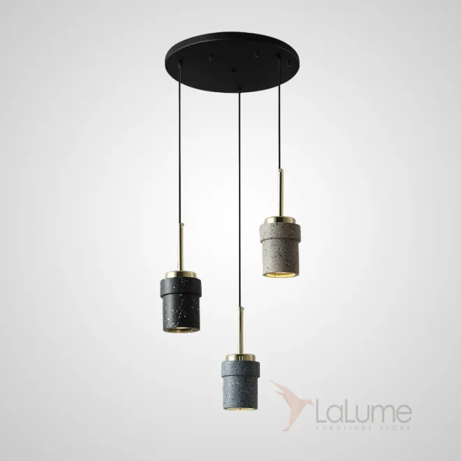 Готовая комбинация подвесных светодиодных светильников с цилиндрическими плафонами из цветного мрамора терраццо JERKEN COMBO L3 Диск