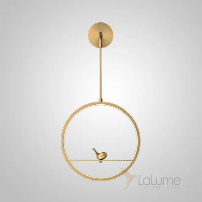 Серия настенных светильников с декоративной птицей на кольцевом каркасе с внутренней LED-подсветкой KOLIBRI WALL D30