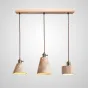 Готовая комбинация подвесных светильников с каменным корпусом геометрической формы и деревянным креплением MODESTUS COMBO L60 Light brown