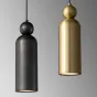 Парная комбинация подвесных светодиодных светильников с цилиндрическим корпусом и шарообразным клипом из натуральной и черненой латуни LEFFE DUO Brass