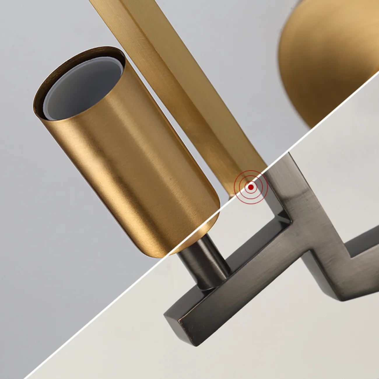 Серия настенных светильников с цилиндрическими рельефными плафонами из хрусталя на металлическом кронштейне под углом HELLA L2 Brass