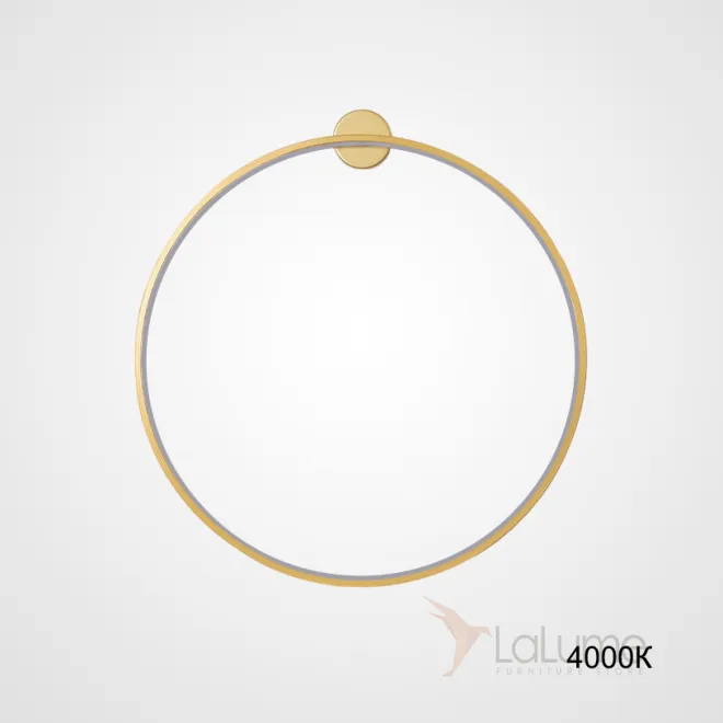 Серия настенных светильников в виде черных металлический колец разного диаметра с LED-подсветкой по контуру корпуса с круглым креплением GUARD B D50 Brass 4000К