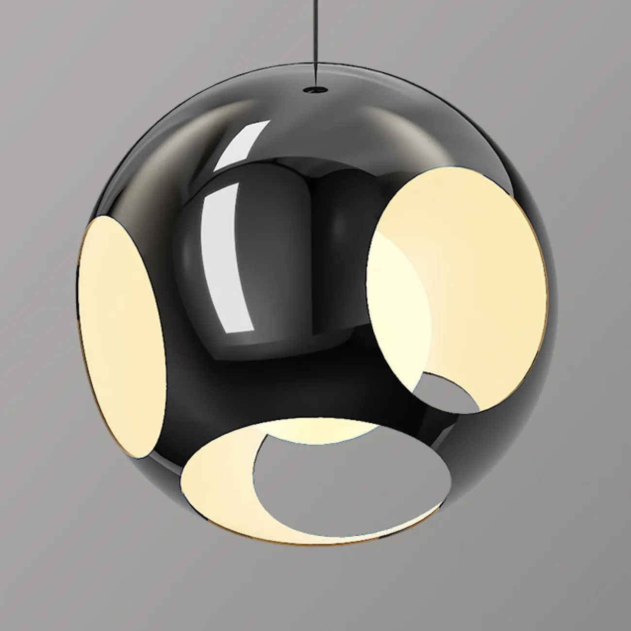 Готовая комбинация подвесных светодиодных светильников c черными шарообразными рассеивателями с круглыми отверстиями MATEAS TRIO D33