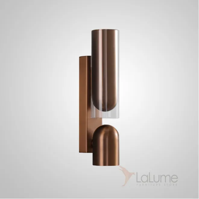 Серия настенных светильников со стеклянным рассеивателем и поворотным спотом на прямоугольном креплении LOTAR Copper