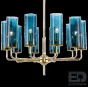 Люстра Hans-Agne Jakobsson Brass & Blue Glass Tube Chandelier Hans-Agne Jakobsson in 1970 10 Синий от ImperiumLoft