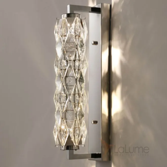 Серия настенных светодиодных светильников с витым многогранным плафоном из хрусталя в хромированном держателе ROYAL H48