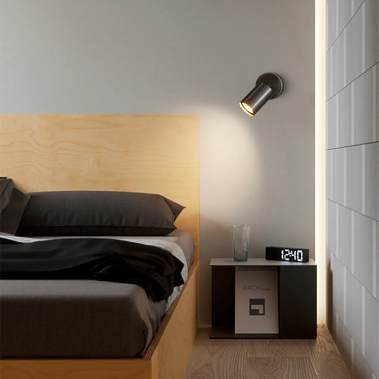 Серия настенных светильников с поворотными металлическими плафонами цилиндрической формы TEX WALL Black Серия настенных светильников с поворотными металлическими плафонами цилиндрической формы TEX WALL Black