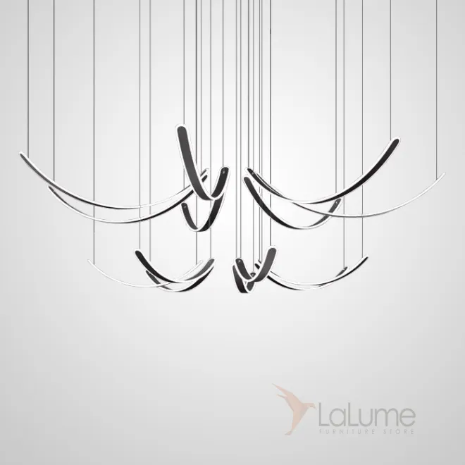 Готовая комбинация подвесных светодиодных светильников c вытянутыми изогнутыми плафонами со скругленными краями TEOLINE L60+100 L14