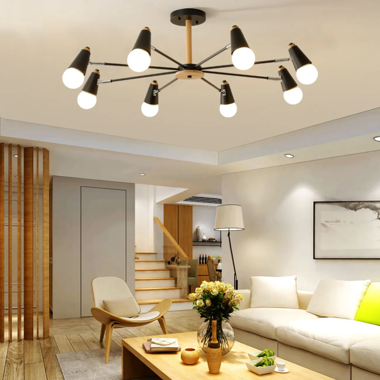 Потолочная люстра ROTARY L6 White от ImperiumLoft Потолочная люстра ROTARY L6 White от ImperiumLoft