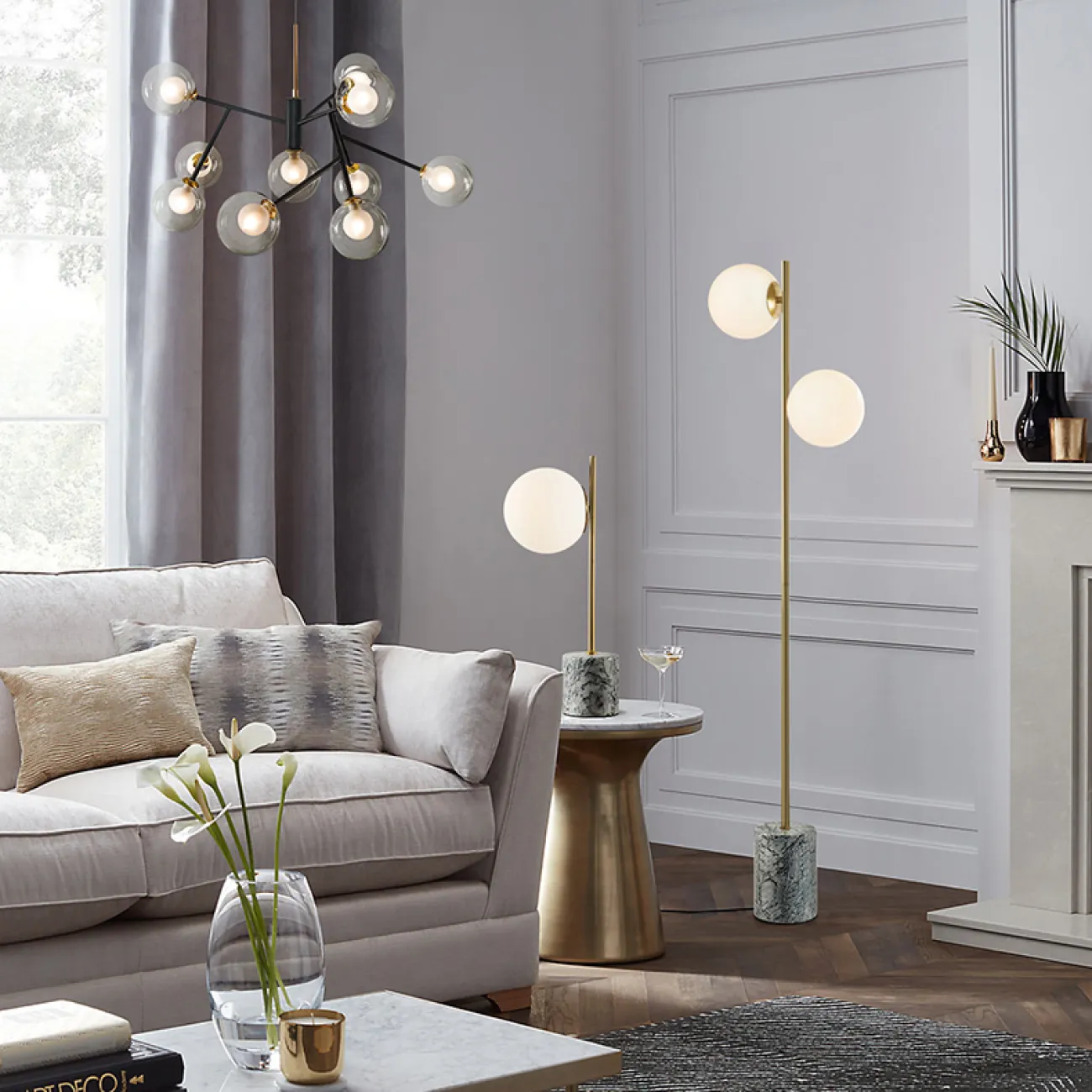 Подвесная люстра PEARL L5 Grey от ImperiumLoft Подвесная люстра PEARL L5 Grey от ImperiumLoft