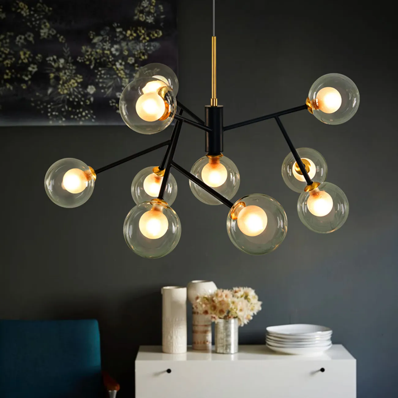 Подвесная люстра PEARL L5 Grey от ImperiumLoft Подвесная люстра PEARL L5 Grey от ImperiumLoft