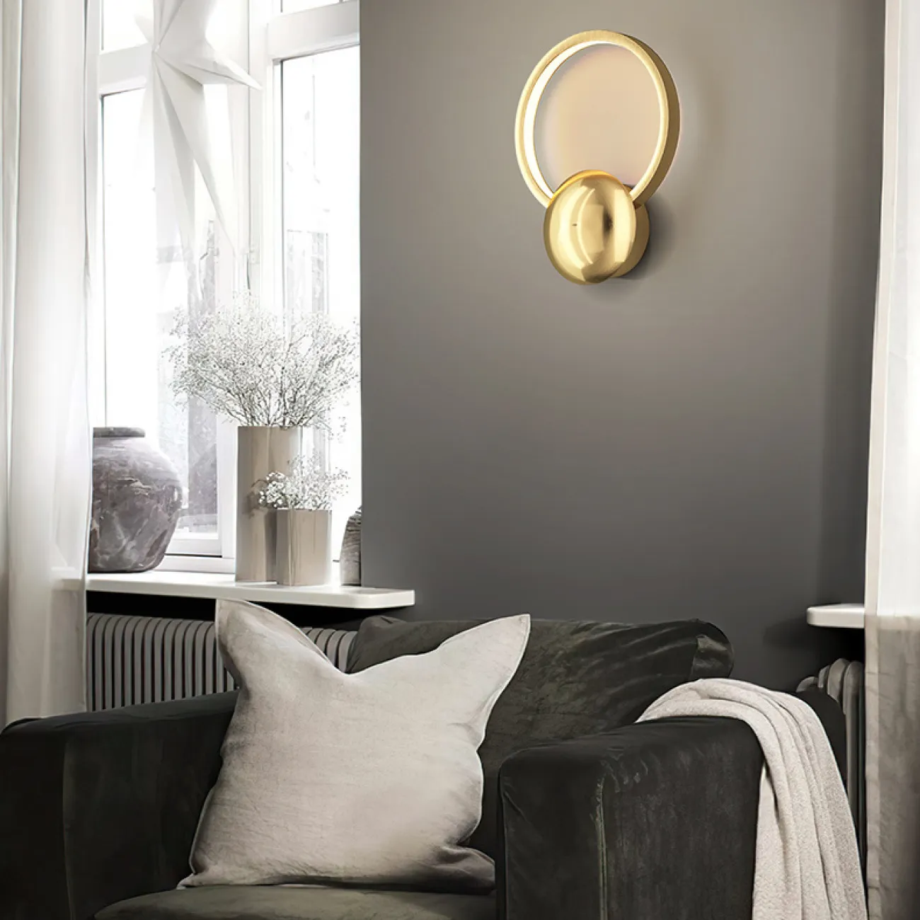 Серия настенных светодиодных светильников в форме кольца SIGHT WALL Brass Серия настенных светодиодных светильников в форме кольца SIGHT WALL Brass