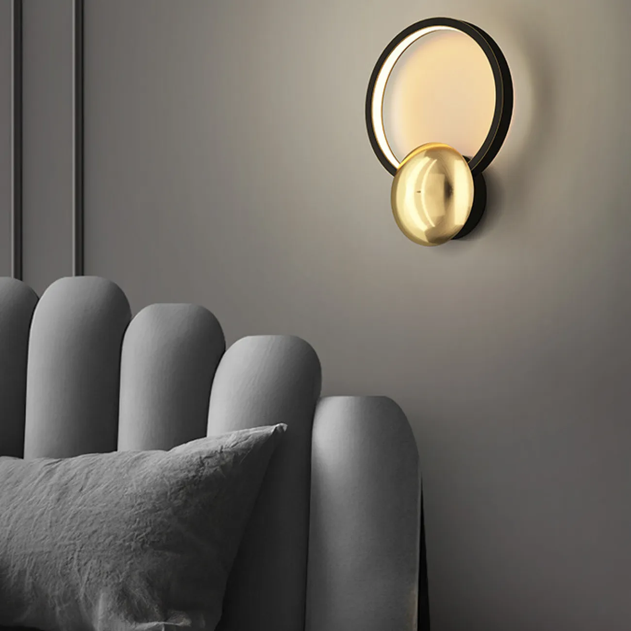 Серия настенных светодиодных светильников в форме кольца SIGHT WALL Black