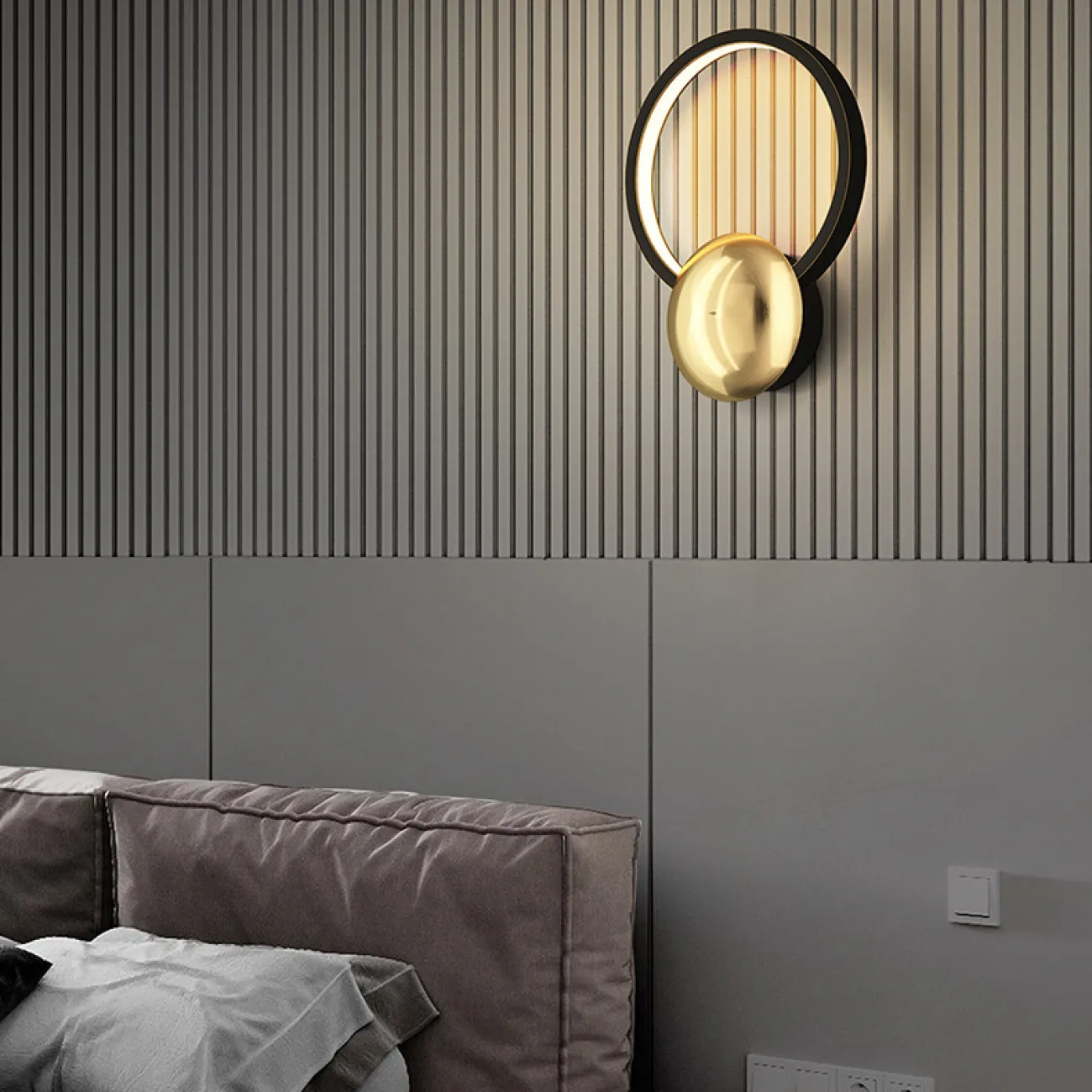 Серия настенных светодиодных светильников в форме кольца SIGHT WALL Black