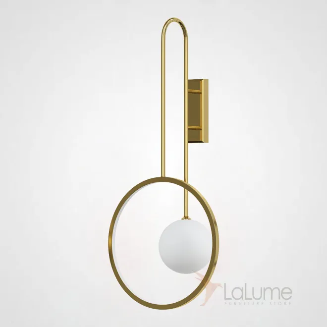 Серия светодиодных настенных светильников в виде комбинации светящегося кольца и шарообразного плафона из стекла DIDDI B Brass