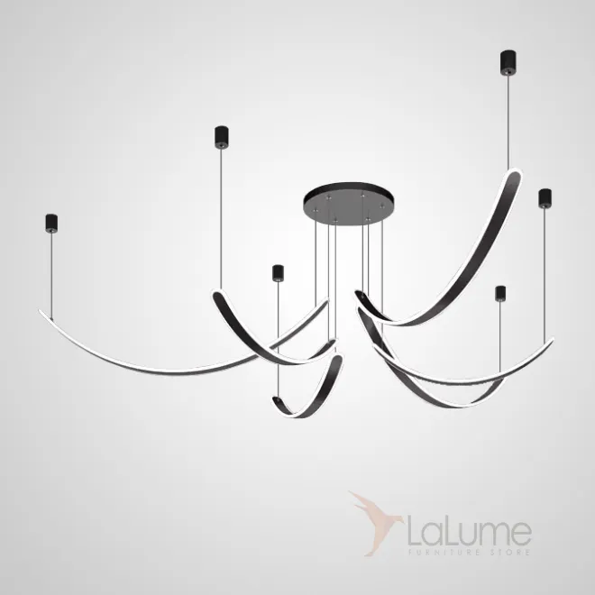 Готовая комбинация подвесных светодиодных светильников c вытянутыми изогнутыми плафонами со скругленными краями TEOLINE L80 L6