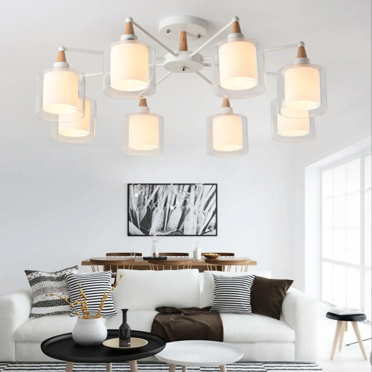 Люстра на штанге RICE D60 White от ImperiumLoft