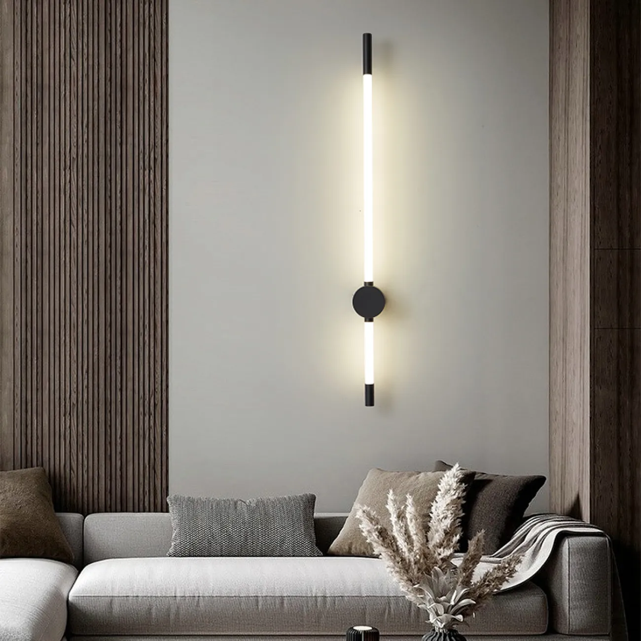 Серия настенных светодиодных светильников с вытянутым цилиндрическим корпусом на круглом креплении ELDAR H92 Brass