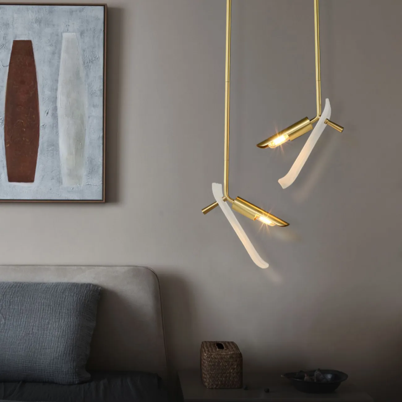 Готовая комбинация светильников с двумя прямоугольным рассеивателем из стекла с морозным эффектом HELMAR DUO