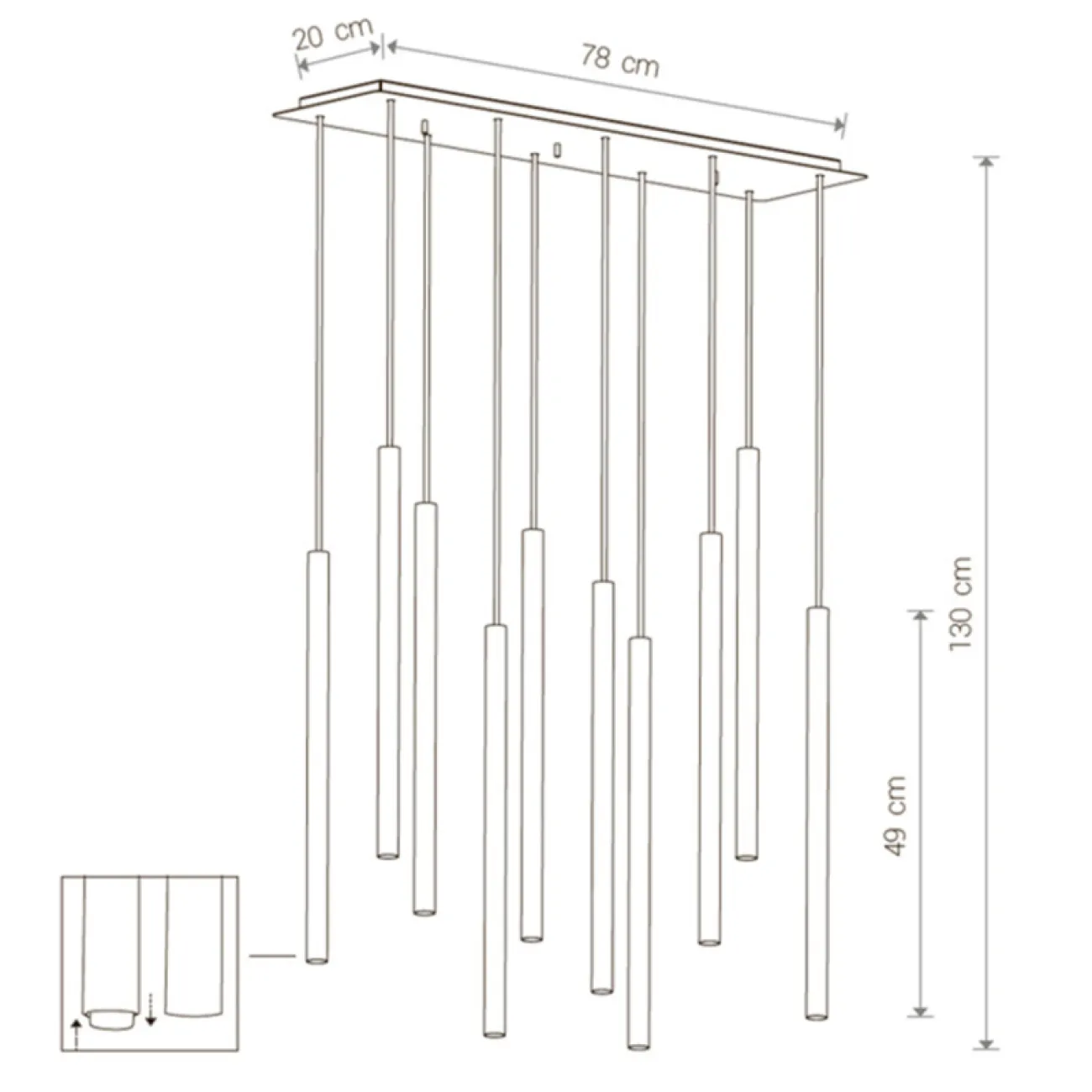Светильник Trumpet Rectangle Black 10 плафонов