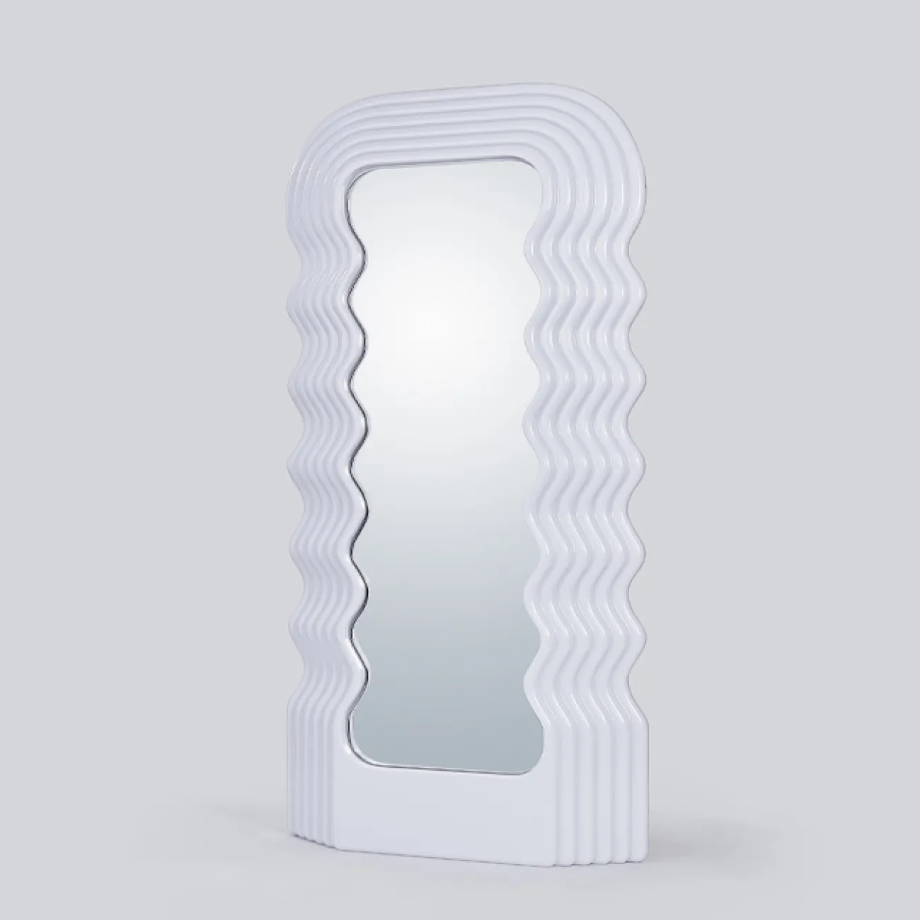 Креативный напольный светильник в виде зеркала со светящейся волнообразной рамой TEMME Семицветный свет