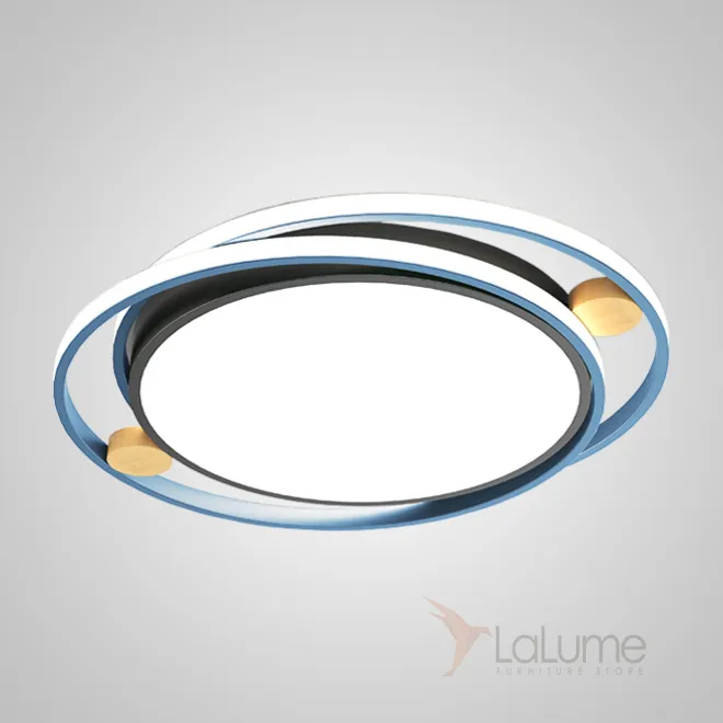 Серия потолочных светодиодных светильников со светящимися кольцами и декором из светлого дерева  NILMAR L65 Blue