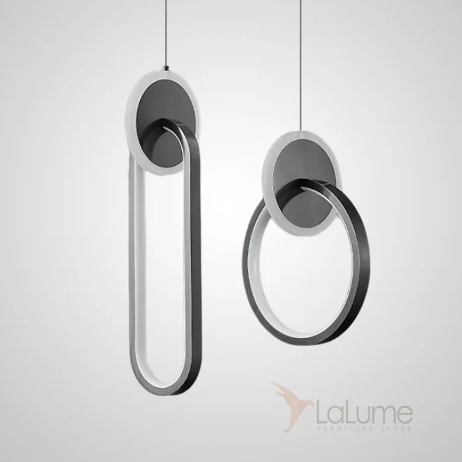 Готовая комбинация подвесных светодиодных светильников в виде композиции из светящихся колец и дисков RANDALL DUO Black Готовая комбинация подвесных светодиодных светильников в виде композиции из светящихся колец и дисков RANDALL DUO Black