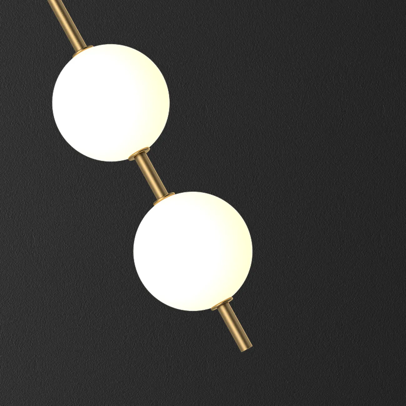 Серия настенных светильников с белыми шарообразными плафонами на вертикальной стойке из настоящей латуни ADILS WALL H103