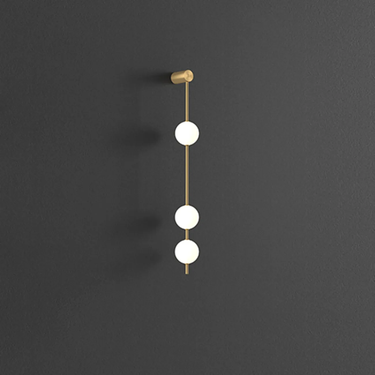 Серия настенных светильников с белыми шарообразными плафонами на вертикальной стойке из настоящей латуни ADILS WALL H103