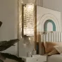 Настенный светодиодный светильник с прямоугольным плафоном из составных хрустальных слитков на хромированном основании CARE WALL H45 Gold
