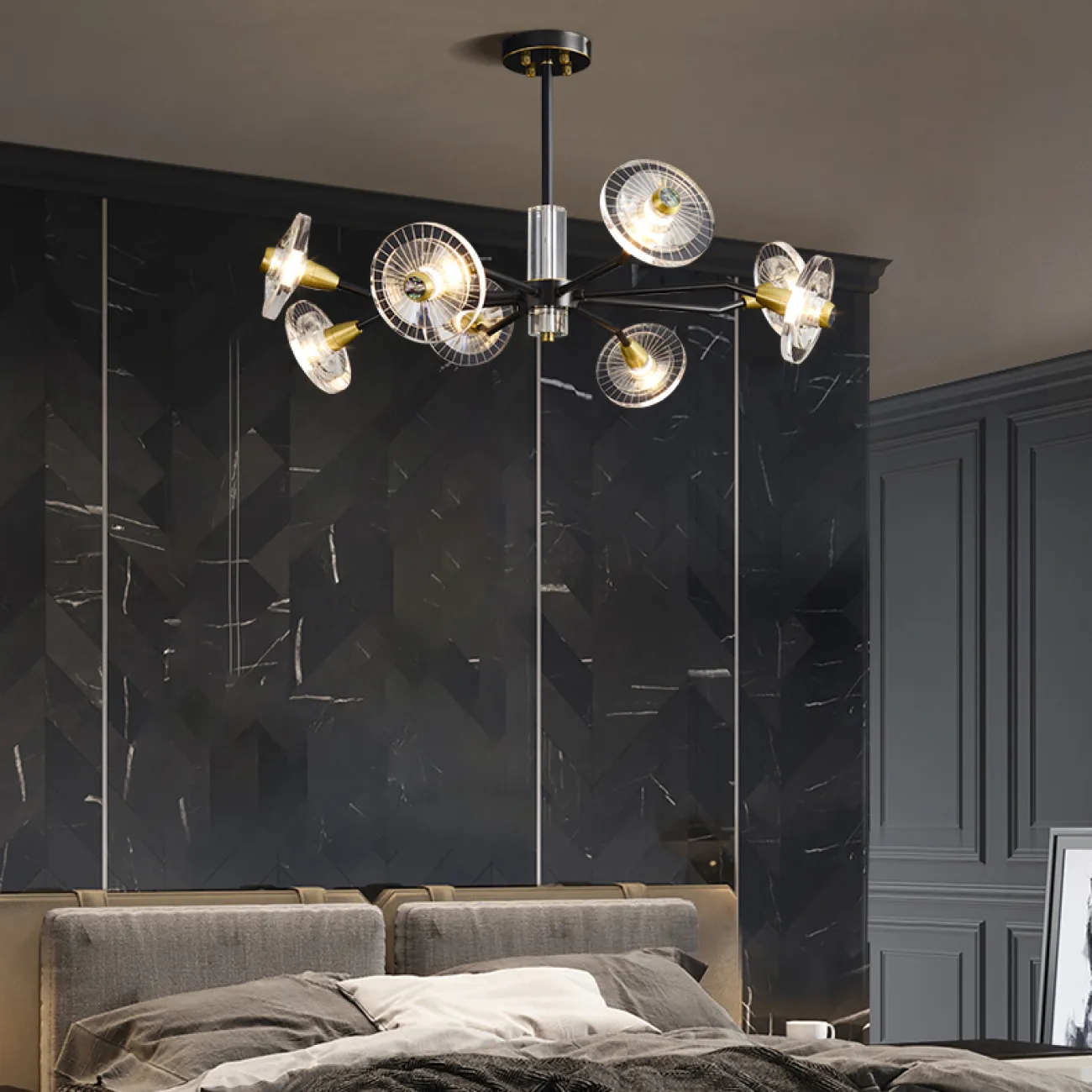 Потолочная люстра JANICA L12 Brass Black от ImperiumLoft