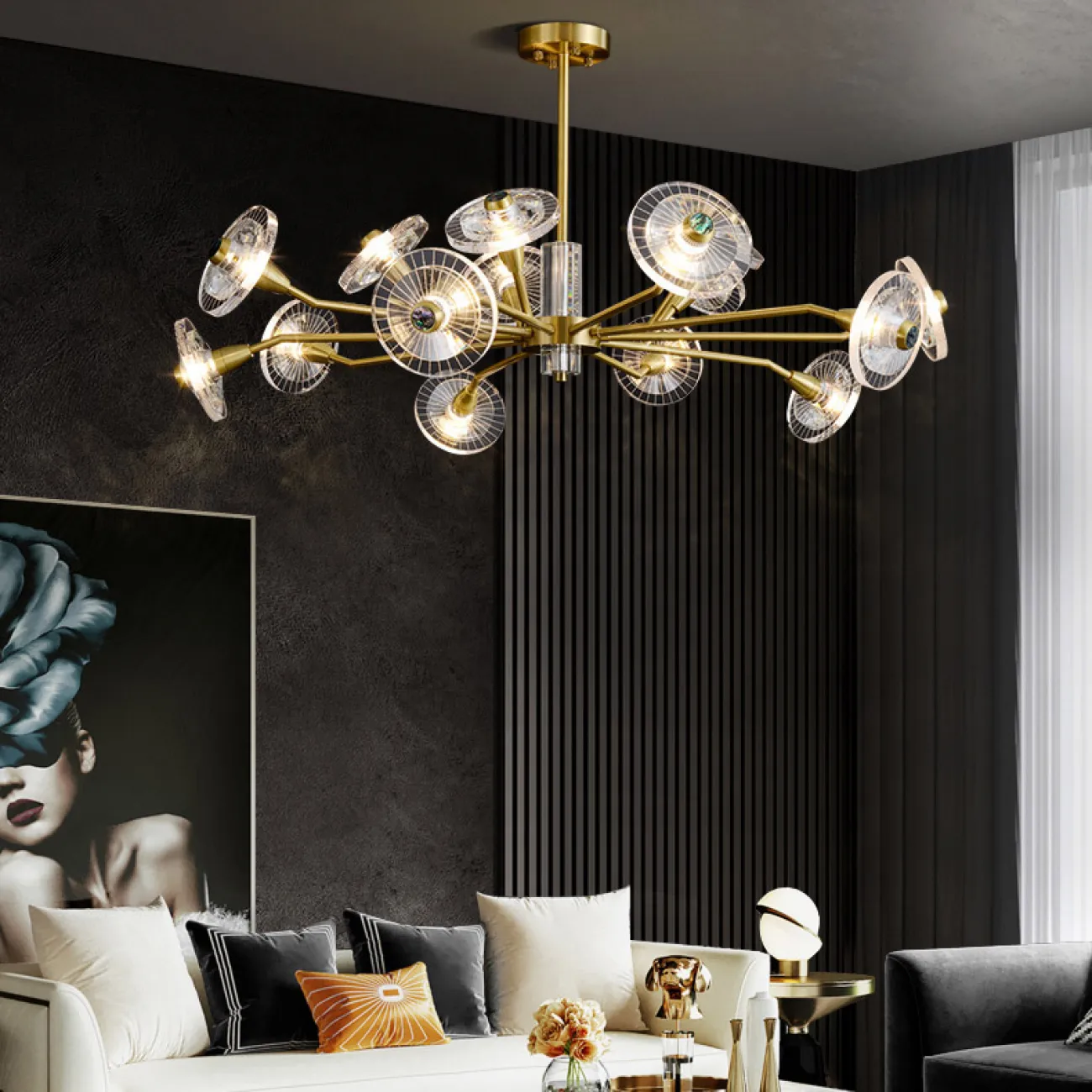 Потолочная люстра JANICA L12 Brass Black от ImperiumLoft