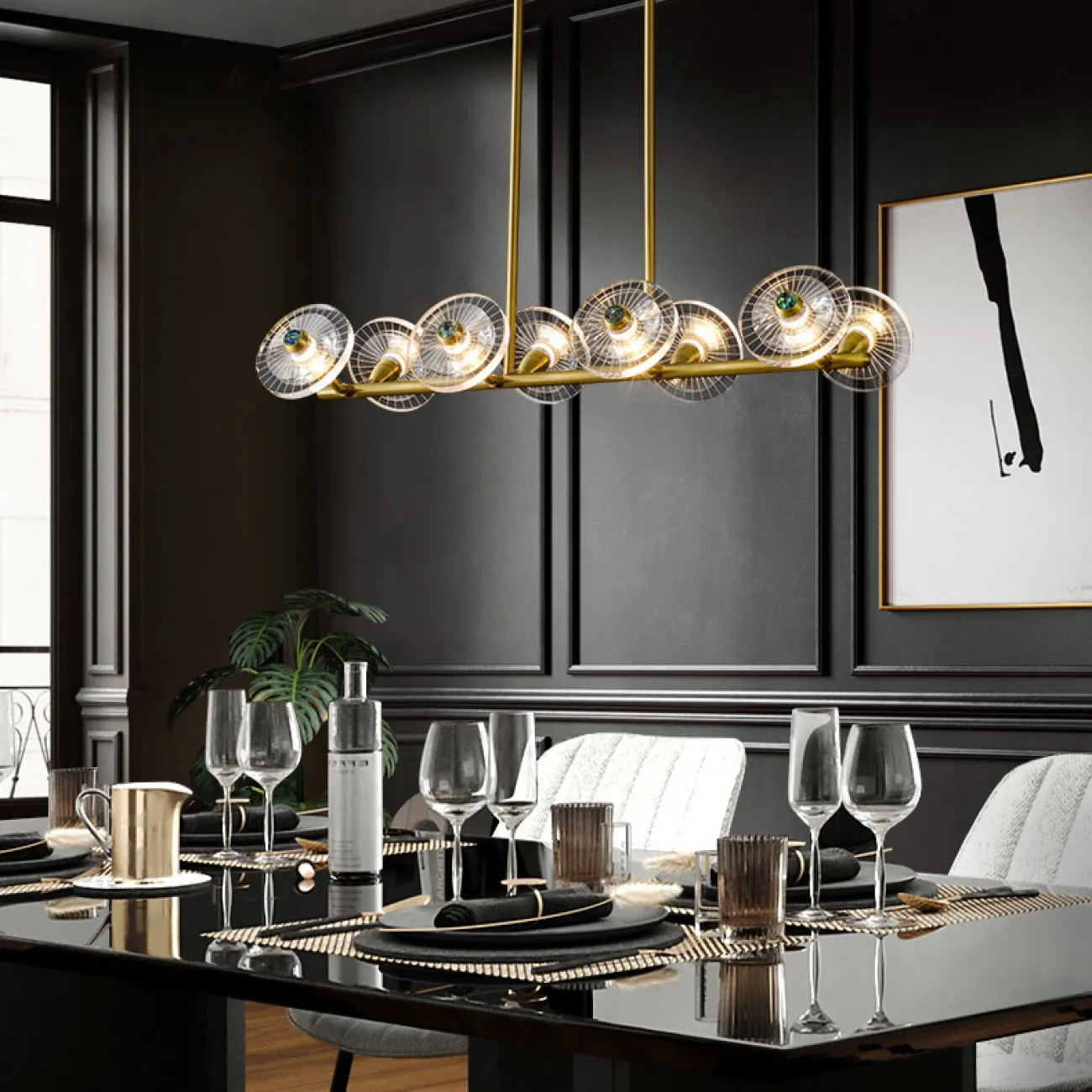 Потолочный светильник JANICA LONG L8 Black Brass от ImperiumLoft