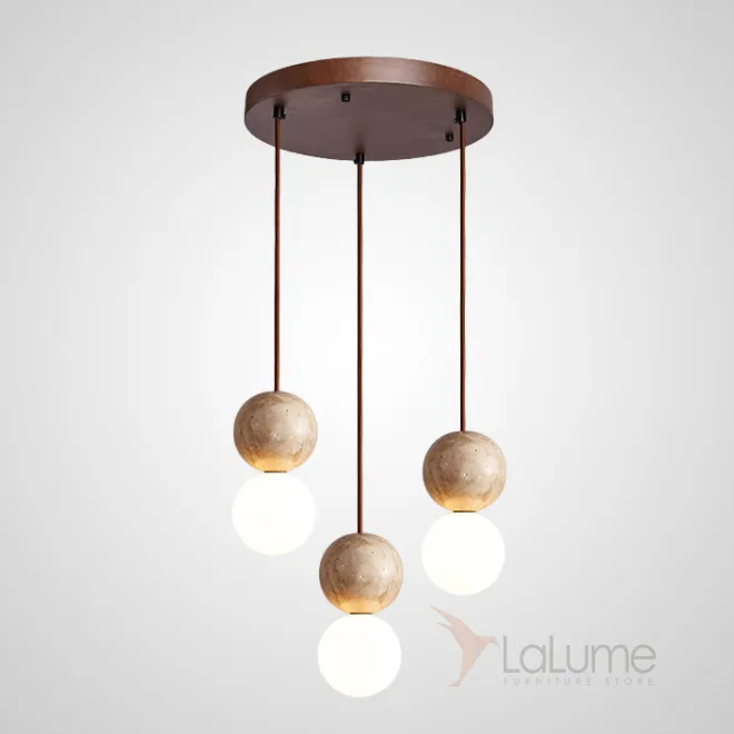 Готовая комбинация подвесных светильников с шарообразными стеклянными плафонами и каменными сферами LILLA S COMBO D25 Готовая комбинация подвесных светильников с шарообразными стеклянными плафонами и каменными сферами LILLA S COMBO D25