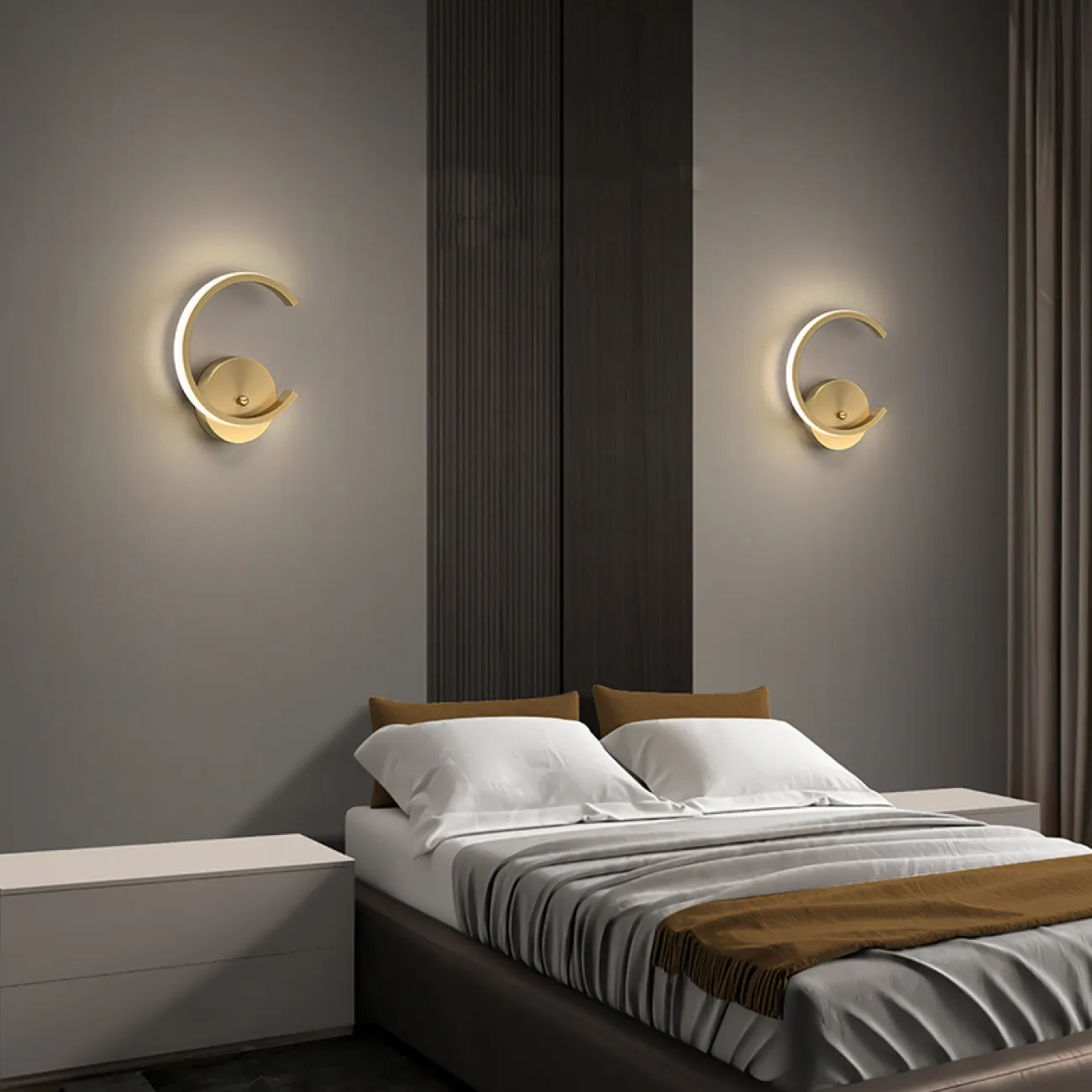 Серия настенных светодиодных светильников с плафоном в виде разомкнутого кольца с внешней LED-подсветкой RIN D20 Brass Серия настенных светодиодных светильников с плафоном в виде разомкнутого кольца с внешней LED-подсветкой RIN D20 Brass