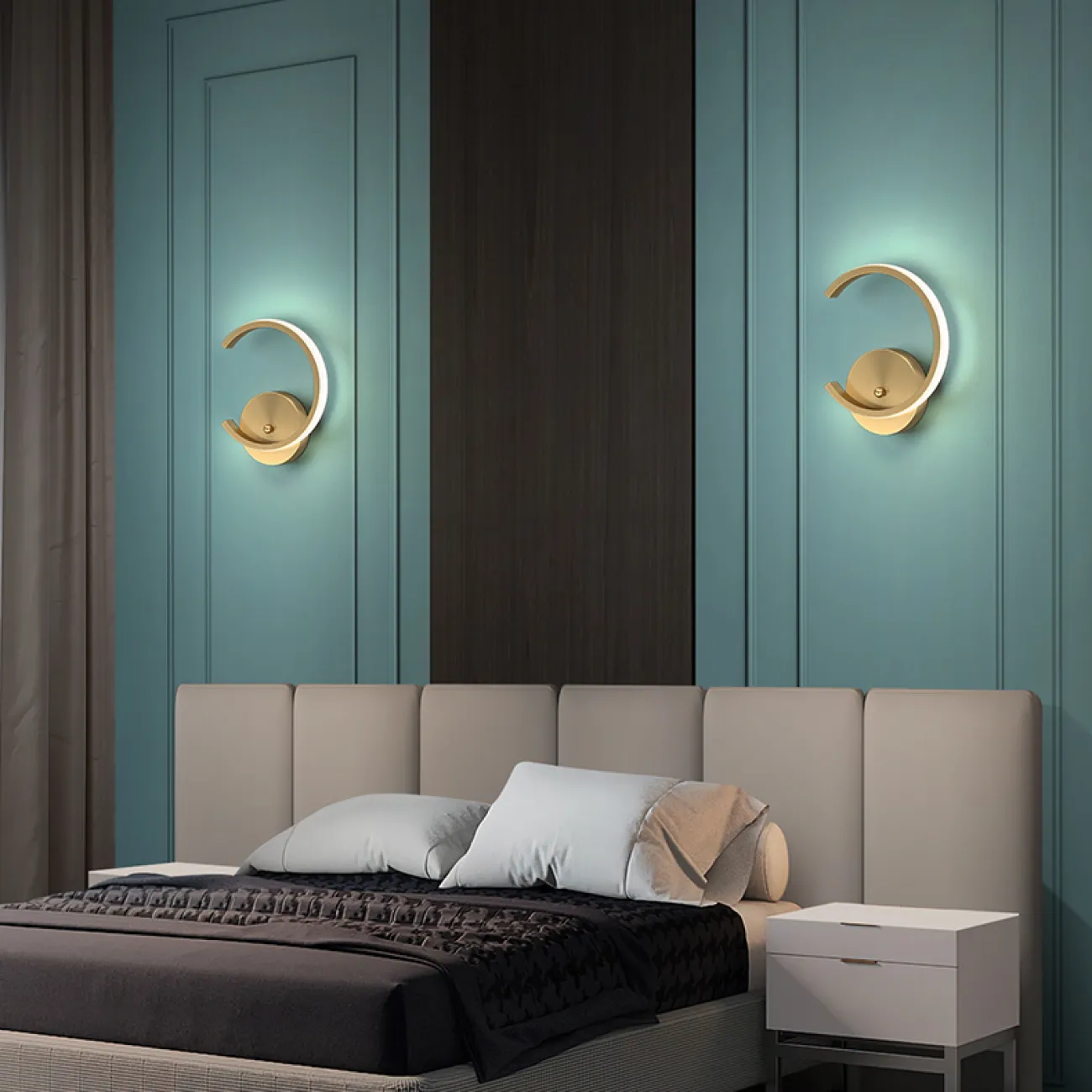 Серия настенных светодиодных светильников с плафоном в виде разомкнутого кольца с внешней LED-подсветкой RIN D20 Brass Серия настенных светодиодных светильников с плафоном в виде разомкнутого кольца с внешней LED-подсветкой RIN D20 Brass