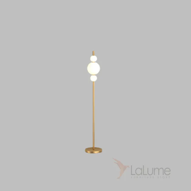 Серия напольных светильников с белыми шарообразными плафонами на вертикальной стойке из настоящей латуни KLABBE H120
