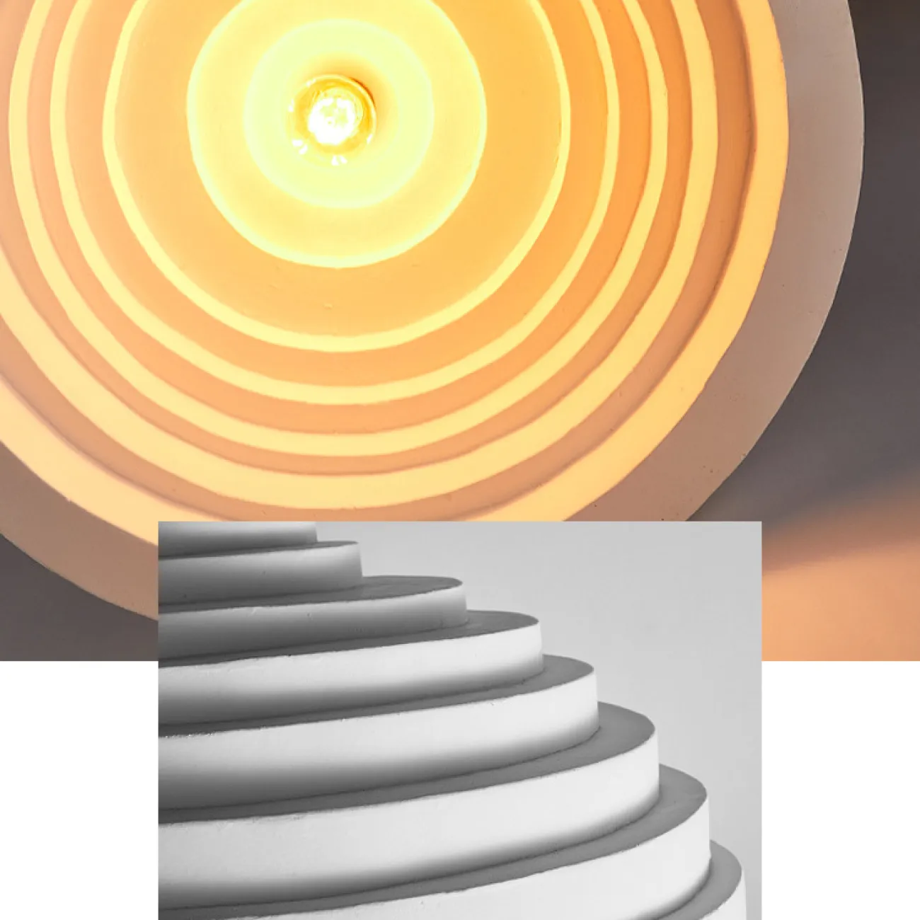 Готовая комбинация подвесных светильников в виде композиции двух слитых абажуров округлой формы с пирамидальным рельефом BAROLINE DUO L180