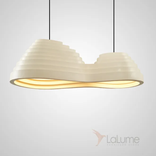 Готовая комбинация подвесных светильников в виде композиции двух слитых абажуров округлой формы с пирамидальным рельефом BAROLINE DUO L120