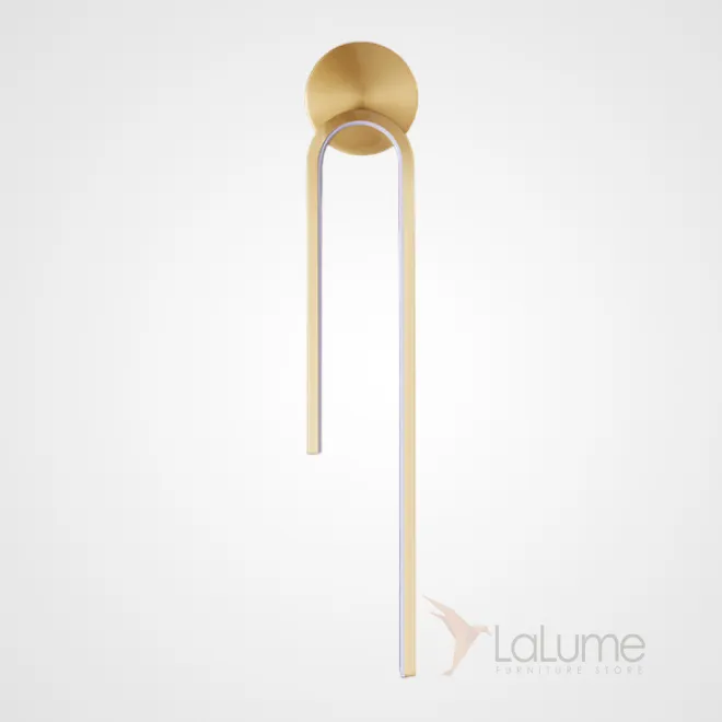 Серия настенных светодиодных светильников с дугообразным корпусом, подвешенным на круглом креплении WIKI WALL Brass