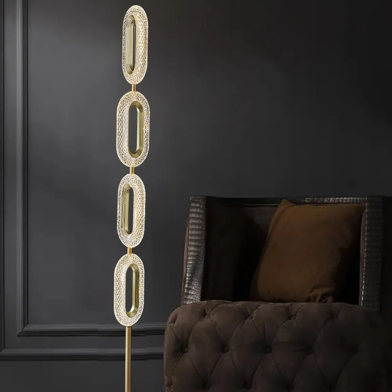 Светодиодный напольный светильник с кольцевидными плафонами с панцирной поверхностью KEZIA FL