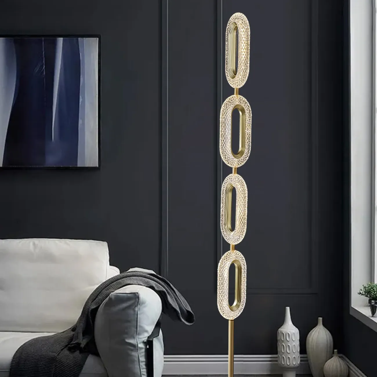 Светодиодный напольный светильник с кольцевидными плафонами с панцирной поверхностью KEZIA FL