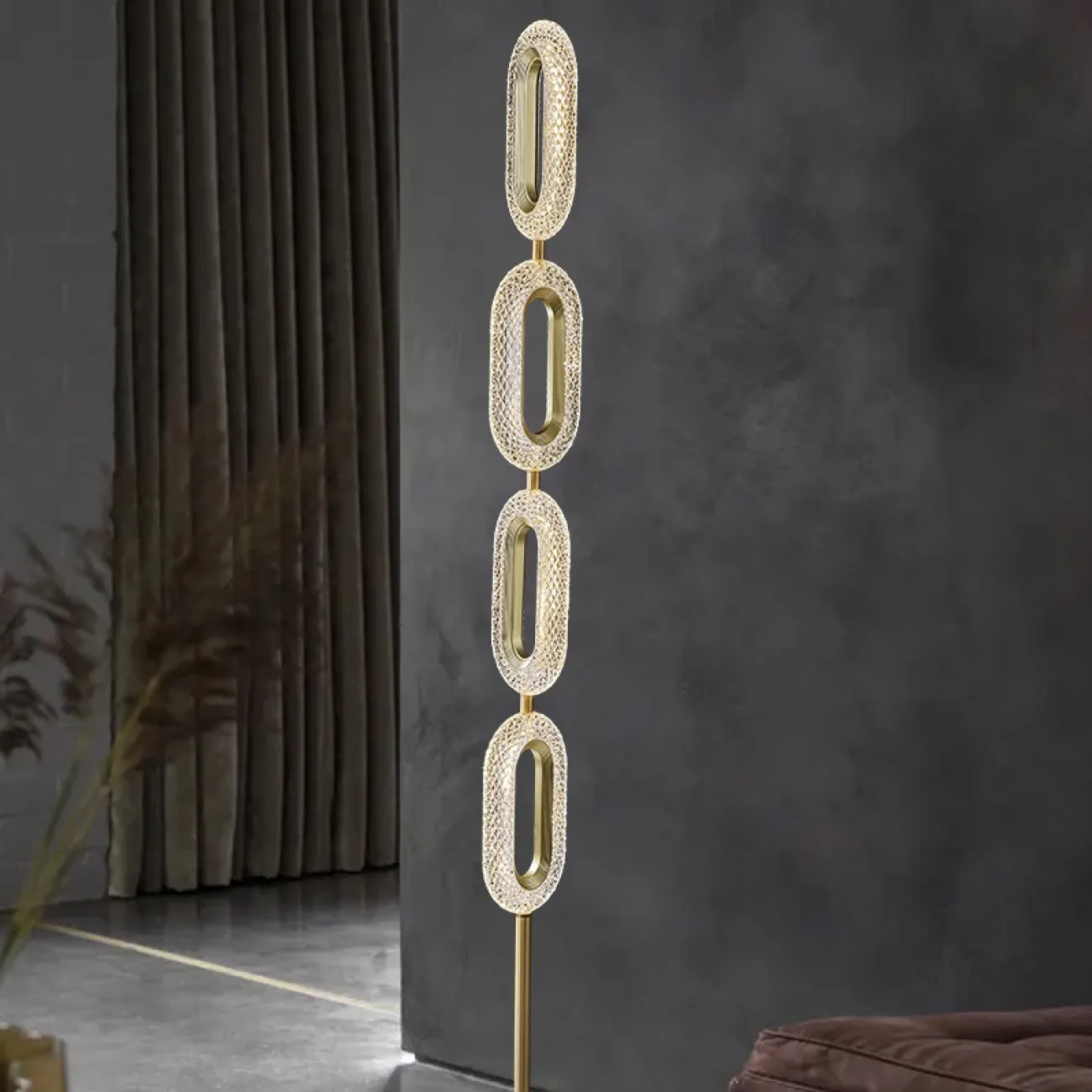 Светодиодный напольный светильник с кольцевидными плафонами с панцирной поверхностью KEZIA FL