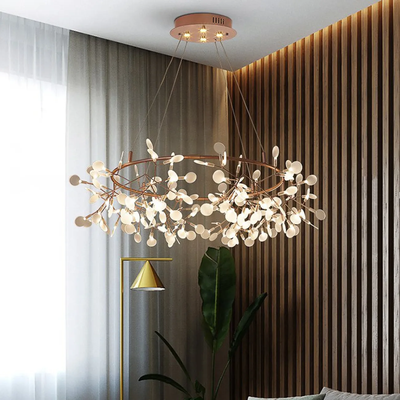 Светодиодная люстра на кольцевом каркасе LEAVES R