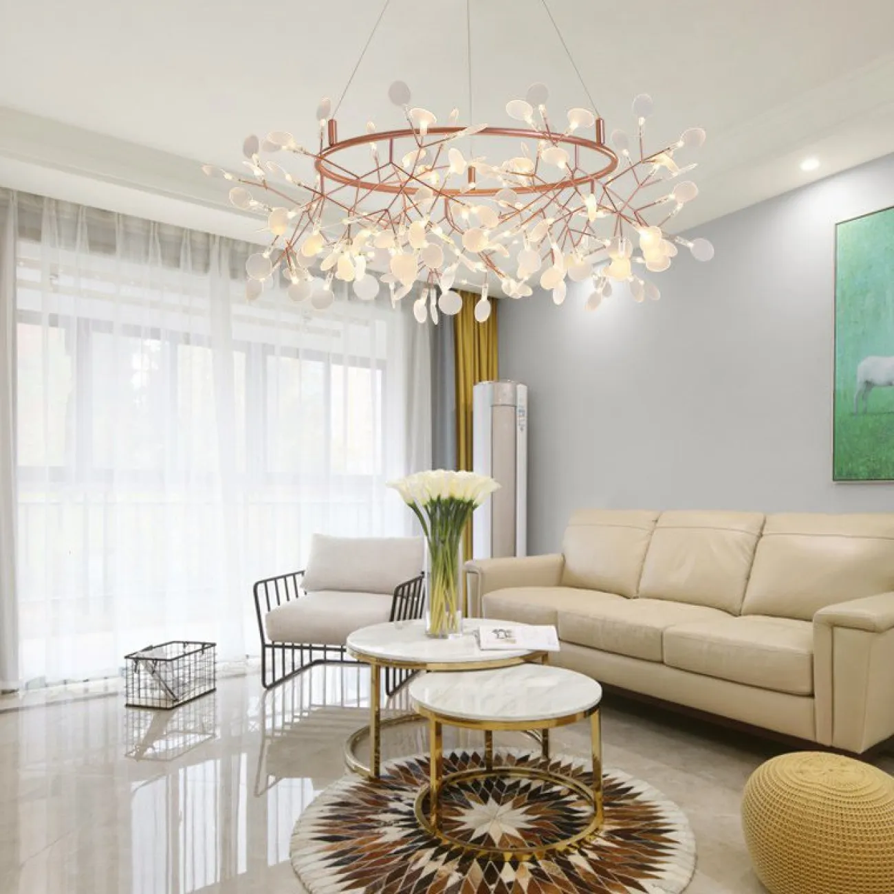 Светодиодная люстра на кольцевом каркасе LEAVES R