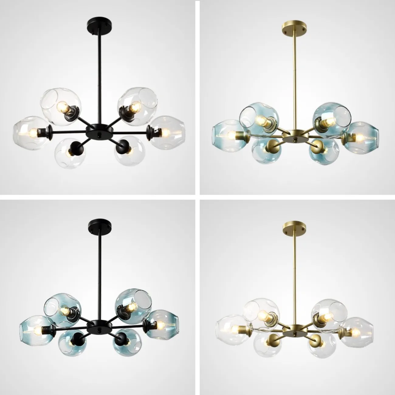 Люстра на штанге MARINE B 8 Black/Blue от ImperiumLoft